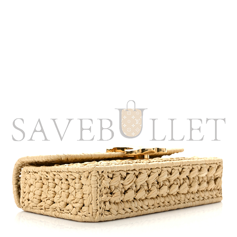 CELINE RAFFIA EFFECT CLAUDE CHAIN SHOULDER BAG NATURAL 112252ETU-02VG (20.5*11.5*4cm)